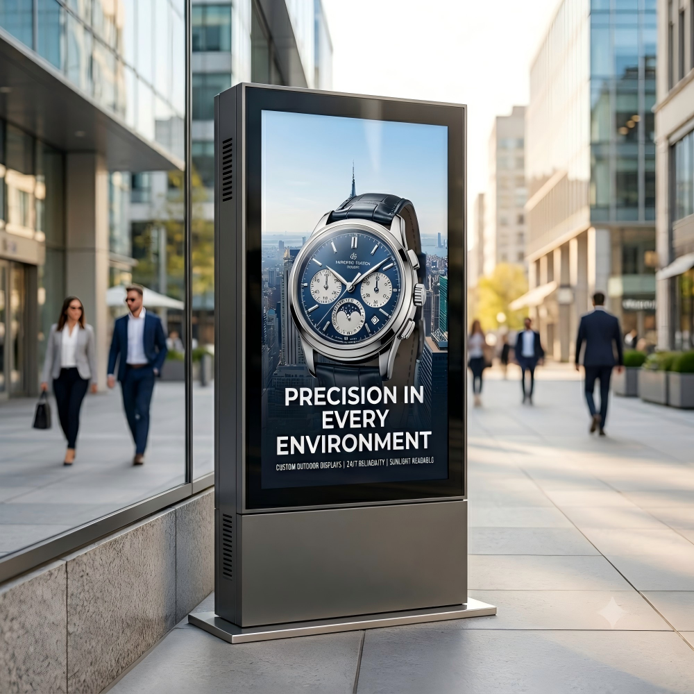 What are the key specifications to consider when customizing LCD displays for 24/7 digital signage?