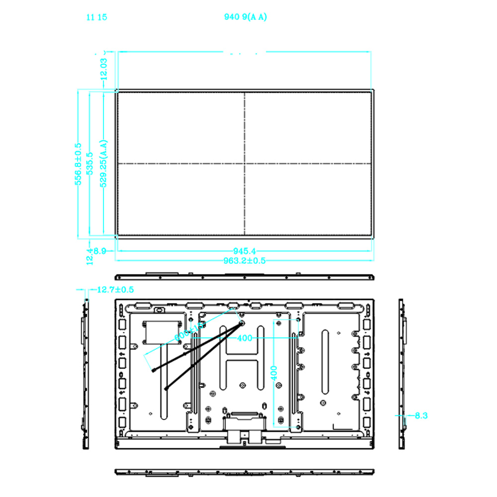 43 Inch 1920×1080 51PIN LVDS 500nits FHD LCD Module