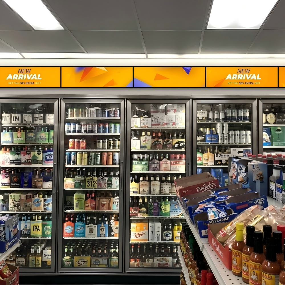 What are the advantages of stretched LCD displays over paper shelf labels?