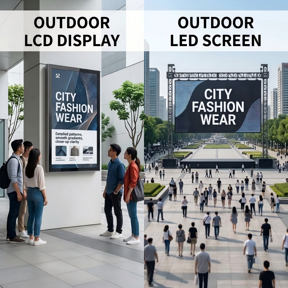 What Is the Difference Between High-Bright LCD and LED for Large Outdoor Advertising Kiosks?